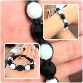 Pulseira Preta com pedras preta e branca